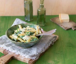 Pasta mit Kabeljau und Spinat