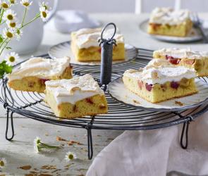 Rhabarber-Blechkuchen mit Baiserhaube