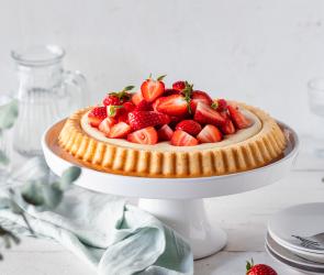 Erdbeerkuchen mit Vanillepudding