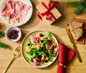 Sellerie in Nussbutter mit Parmaschinken und Cranberries