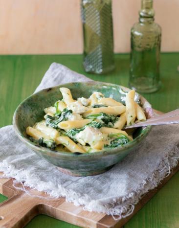 Pasta mit Kabeljau und Spinat