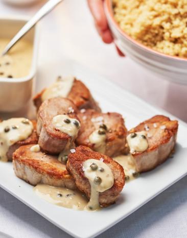 Schweinefiletmedaillons in grüner Pfeffersauce