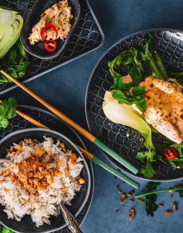 Miso-Lachs mit Sesam-Reis Miso-Lachs mit Sesam-Reis