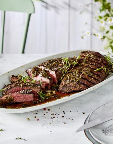 Sous-vide-Flanksteak mit Whiskey-Marinade