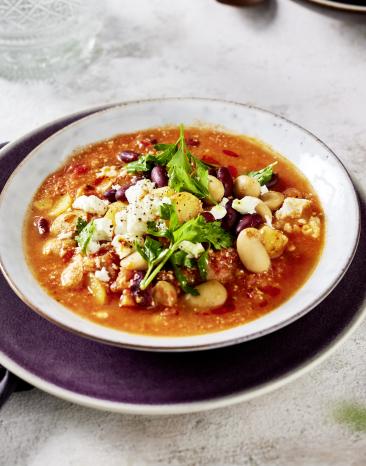 Bohneneintopf mit Feta