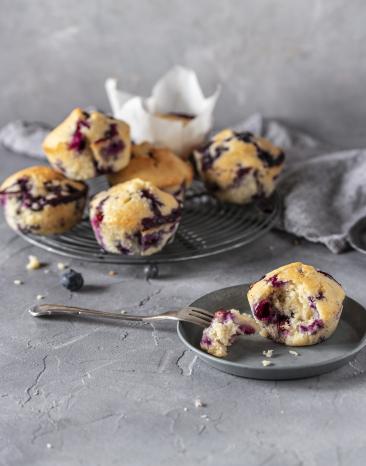 Schnelle und einfache Blaubeermuffins.