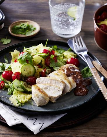 Hähnchenfilet mit Schoko-Chili-Sauce