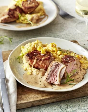 Schweinemedaillons mit Maispüree