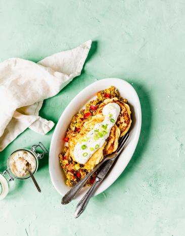 Quarktaler mit Brokkoli-Radieschen-Salat