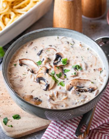 Pilzrahmsauce mit frischen Champignons