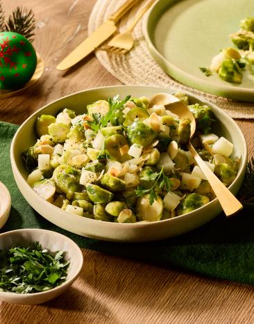 Karamellisierter Rosenkohl mit Birne