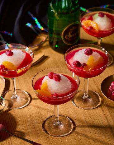 Prosecco-Granité mit Cranberry-Sud