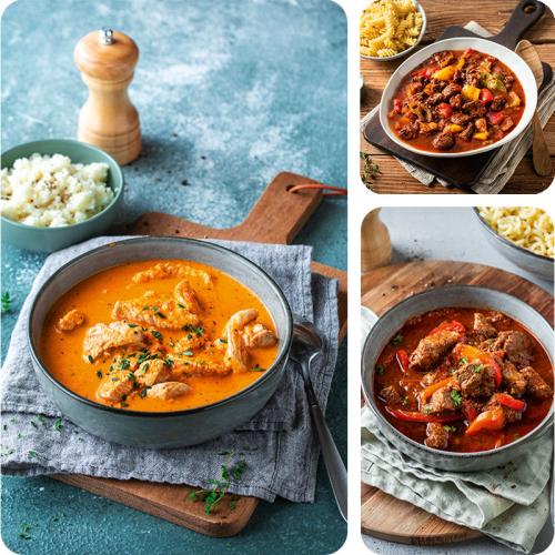 Gulasch Rezepte auf drei Fotos