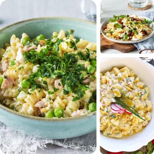 Salate zum Grillen: Nudelsalat mit Mayo, Kartoffelsalat und mediterraner Nudelsalat