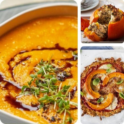 Kürbis Suppe, Kürbisbraten und Kürbis Pizza