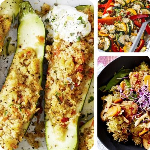 Gefüllte Zucchini, Paprika-Hack-Auflauf und Asia-Gemüse-Pfanne