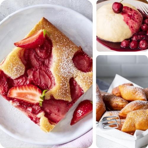 Erdbeerkuchen, Germknödel und Fastnachtküchlein